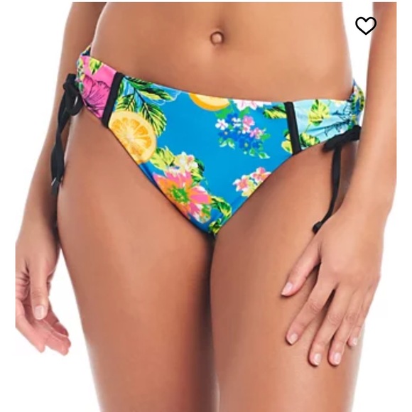 Bar III Other - Bar III New 
Women’s Tropical- Print Shirred - Side Hipser Bikini Bottom